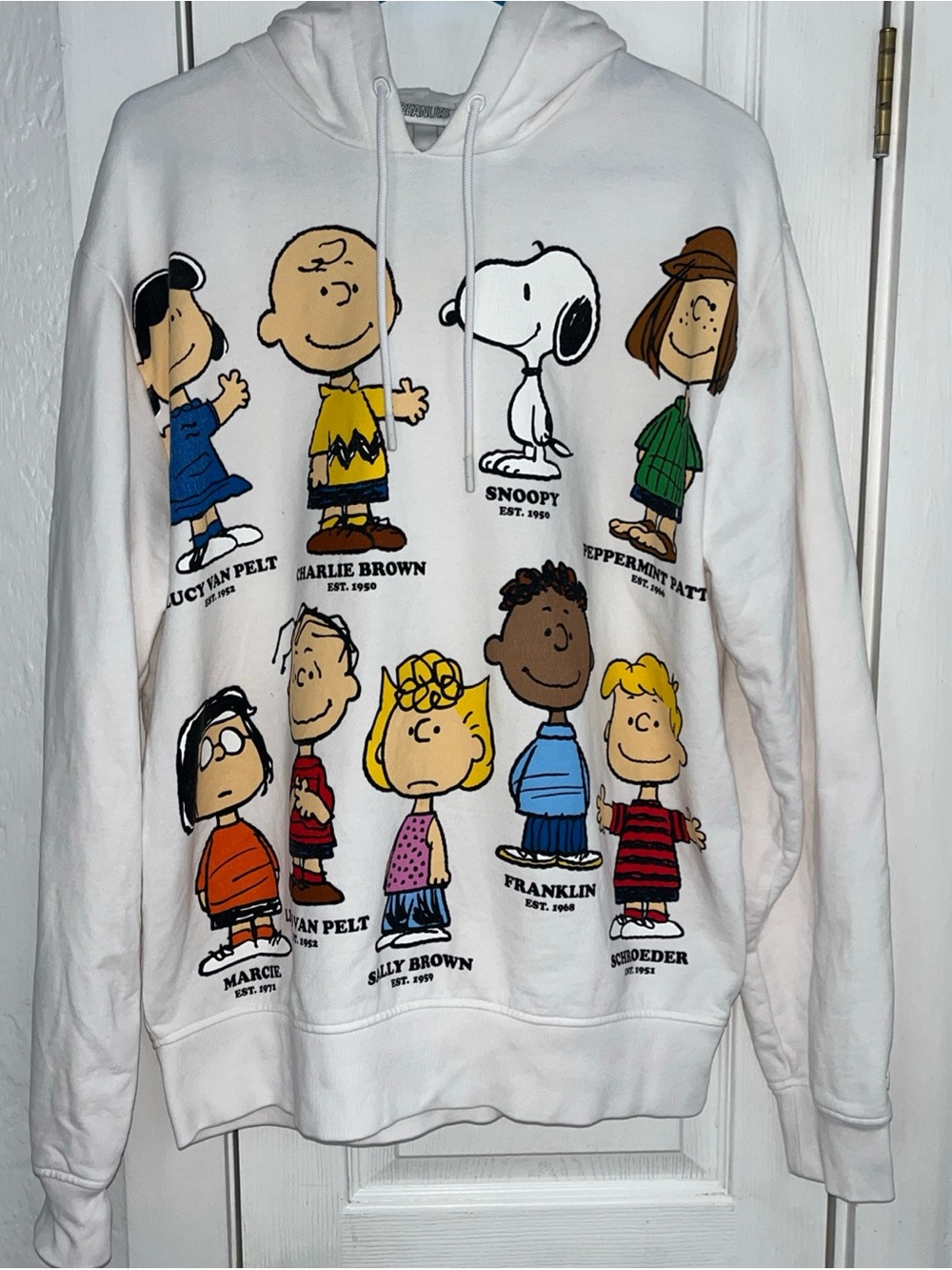 Lacoste White Peanuts Collaboration Hoodie with Black and Green Logo